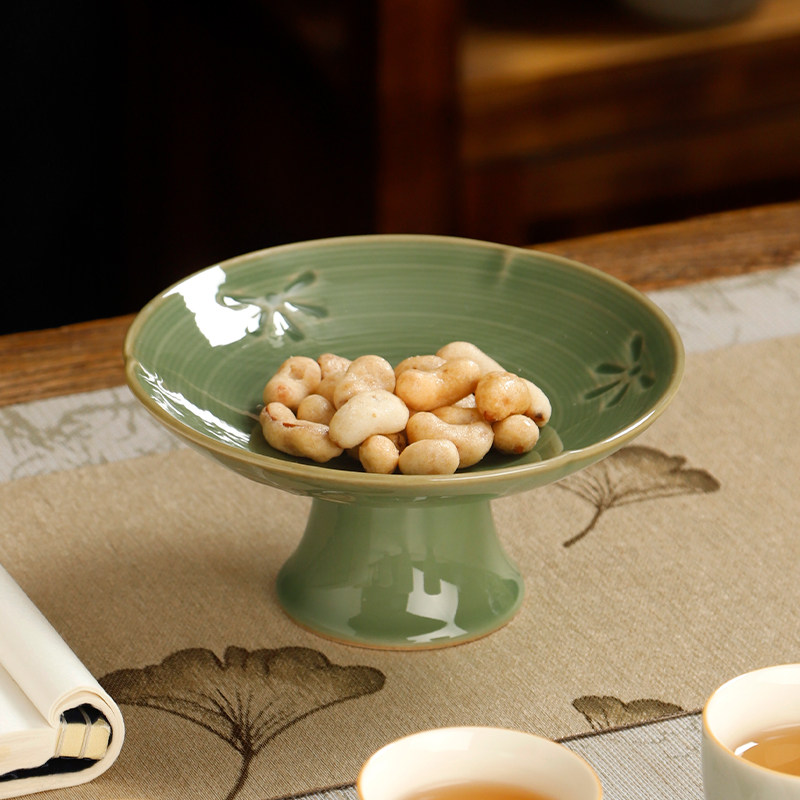 茶点盘创意脚盘青瓷盘足点心碟子果碟零食碗