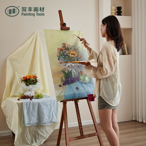 丰丰画架美术生画板半自动升降复古油画架画室支架式