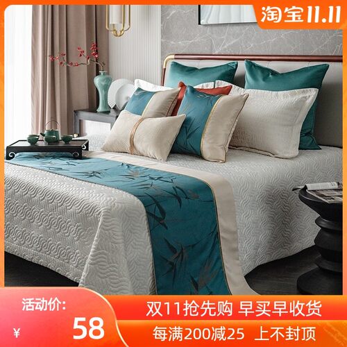 现代床旗床尾巾样板房特床尾垫酒店宾馆床上用品床盖