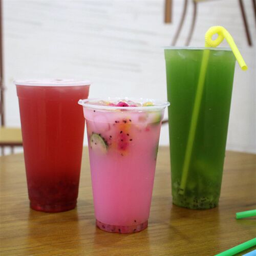 一次性塑料杯奶茶杯口加厚光杯果汁冷饮料杯带盖