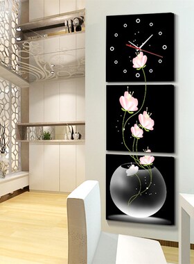 现代入户玄关装饰画客厅框画钟表竖挂画电表箱遮挡箱壁画