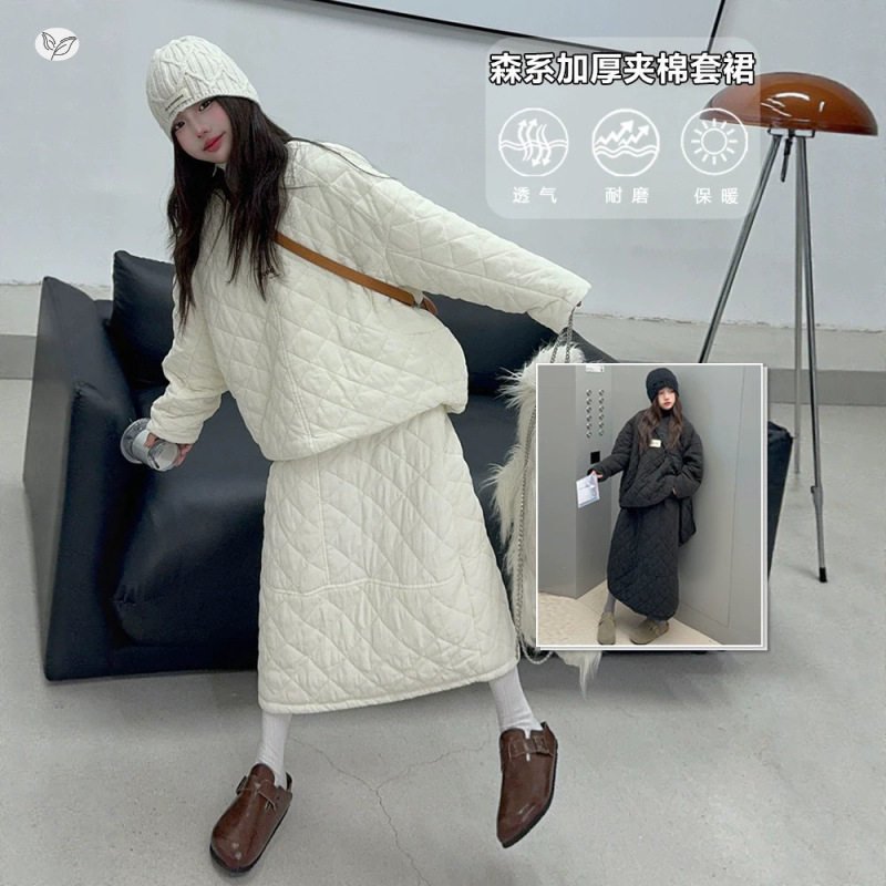 女童秋冬新款休闲时尚航线棉服套装中大童洋气保暖套头群套装潮范