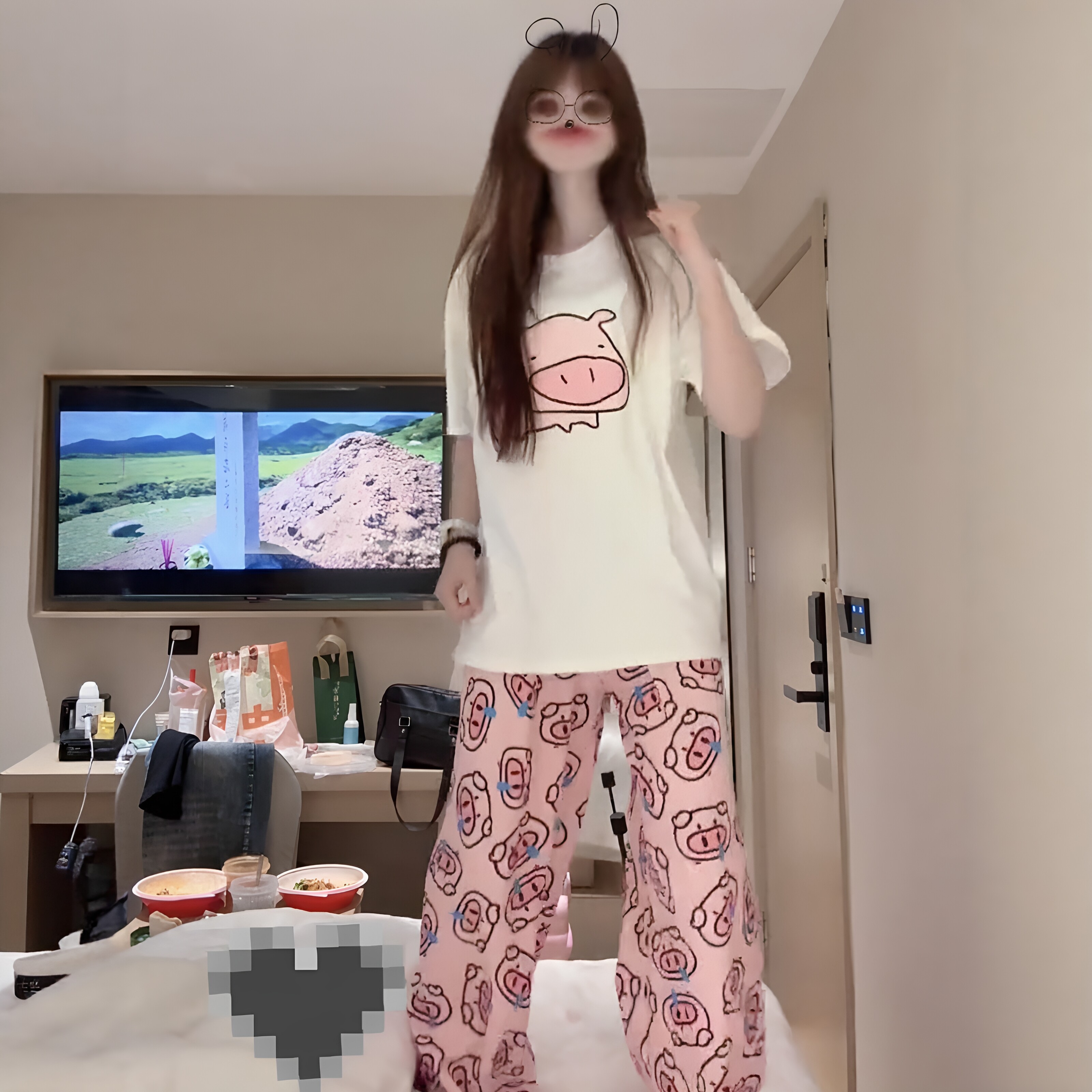 长鼻涕猪家居套装可爱卡通印花ins风女装柔软亲肤少女心轻薄睡衣