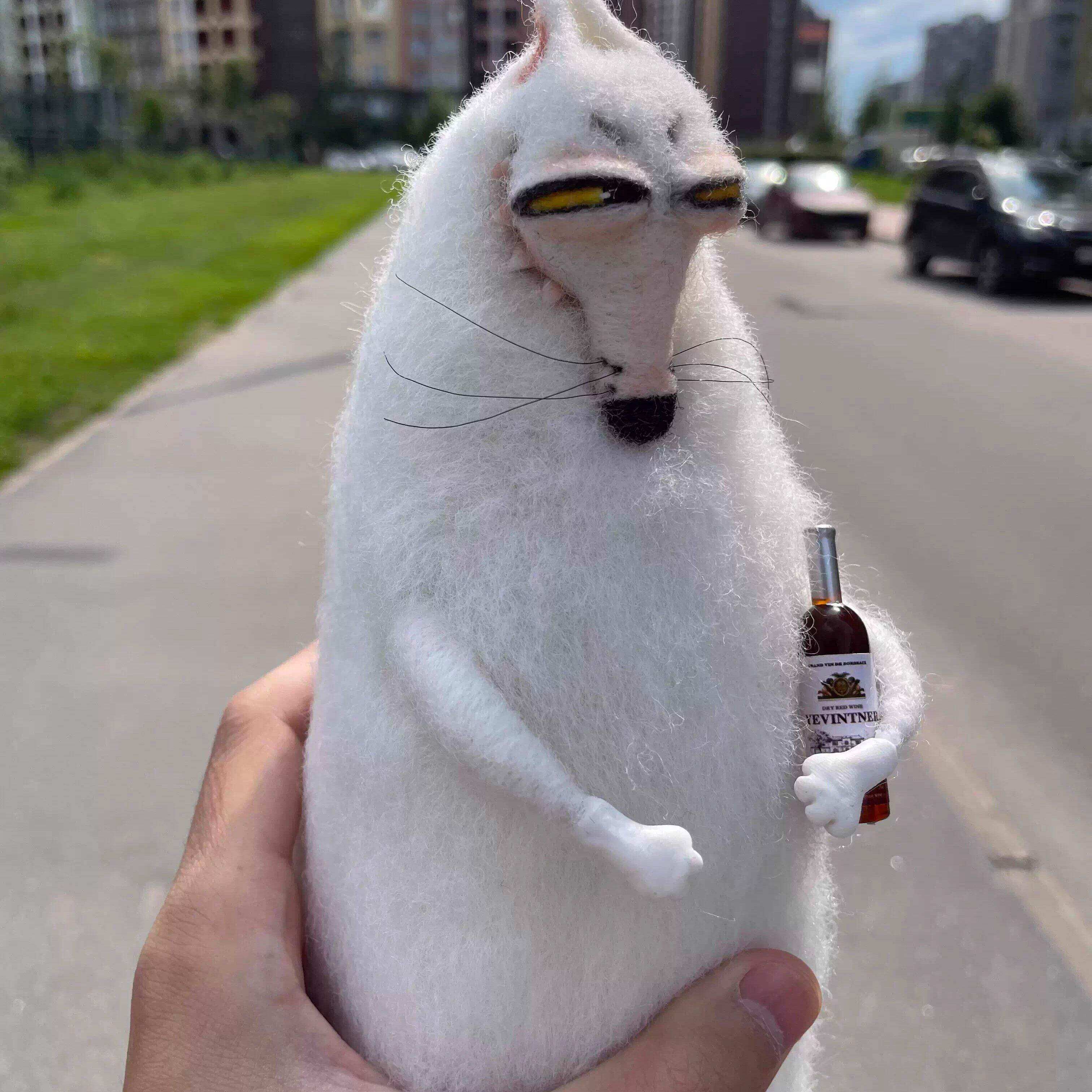 俄罗斯眯眼狐狸手作羊毛毡玩偶