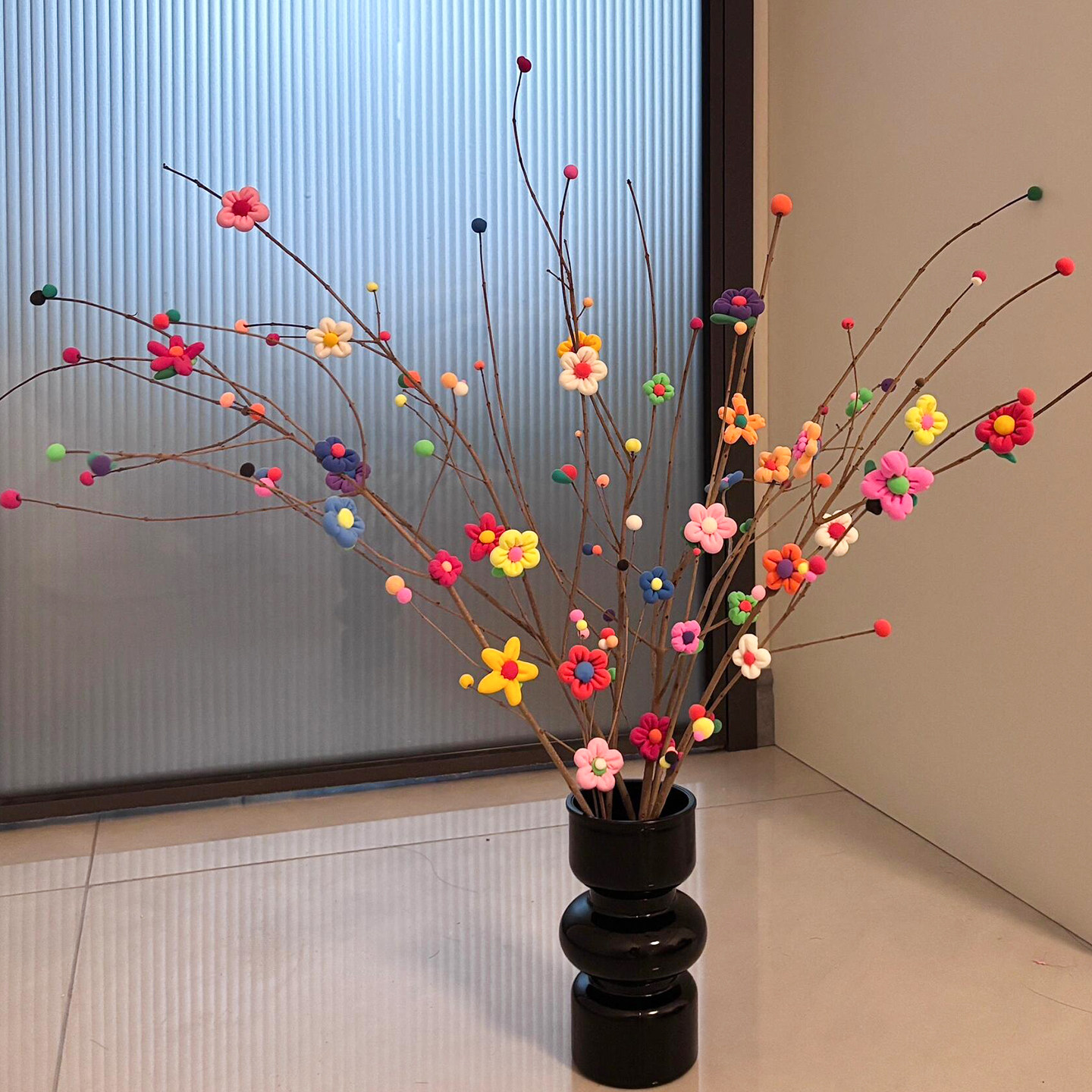 枯木逢春~手工diy黏土装饰花新年春节树枝装饰元旦幼儿园亲子活动