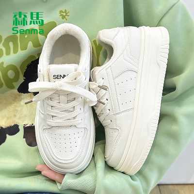 森马加绒小白鞋女二棉鞋子女冬季