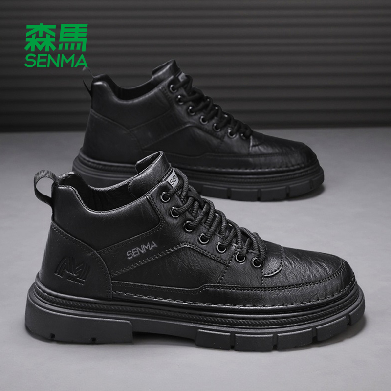 森马马丁靴男款秋冬新款高帮鞋子