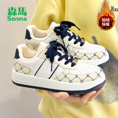 森马秋冬加绒二棉鞋子女板鞋女款