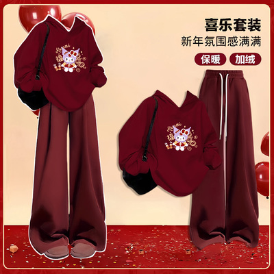 女童春秋款炸街卫衣运动套装2025新款儿童时髦洋气春季女大童春装