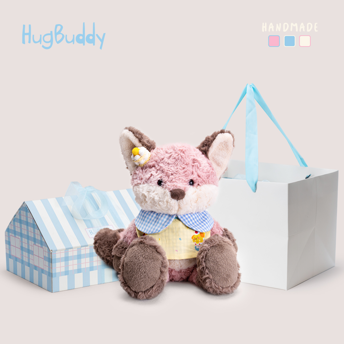 hugbuddy抱抱布迪狐狸玩偶安抚甜品小狗毛绒公仔套装玩具生日礼物