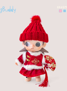 原创zsiga娃衣嘎子姐中式新年红色喜庆衣服马甲红帽子裙子套装