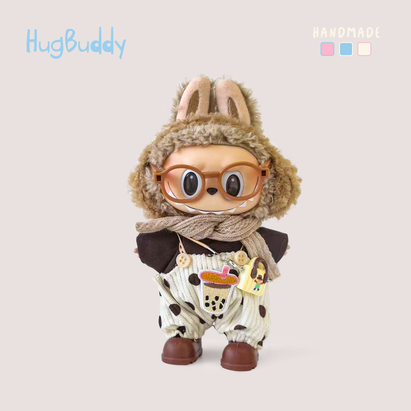 原创拉布布公仔衣服装饰labubu娃衣一代搪胶玩偶盲盒背带裤套装