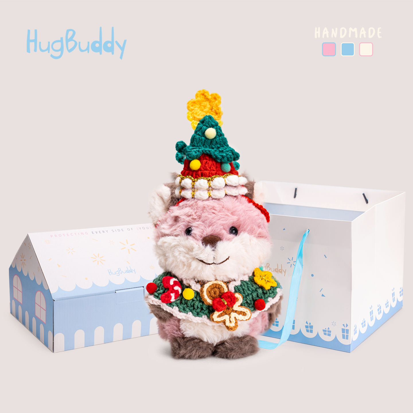 小狐狸桃桃毛绒包包挂件可爱钥匙扣挂饰公仔娃娃玩偶圣诞礼物套装