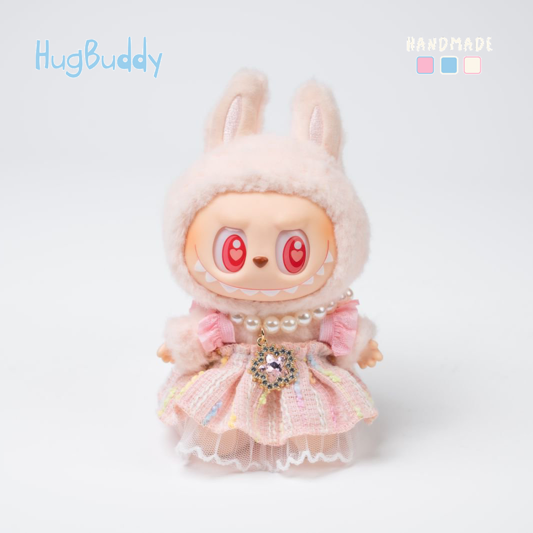 labubu衣服七彩花边裙子17cm拉布布一二三代labubu娃衣拉布布娃衣