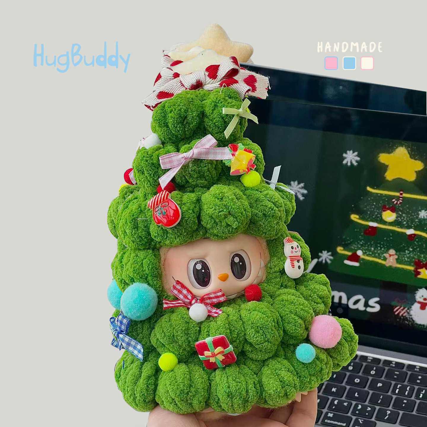 手工钩织labubu娃衣自嘲熊星星人Kitty圣诞树套装树娃拉布布衣服