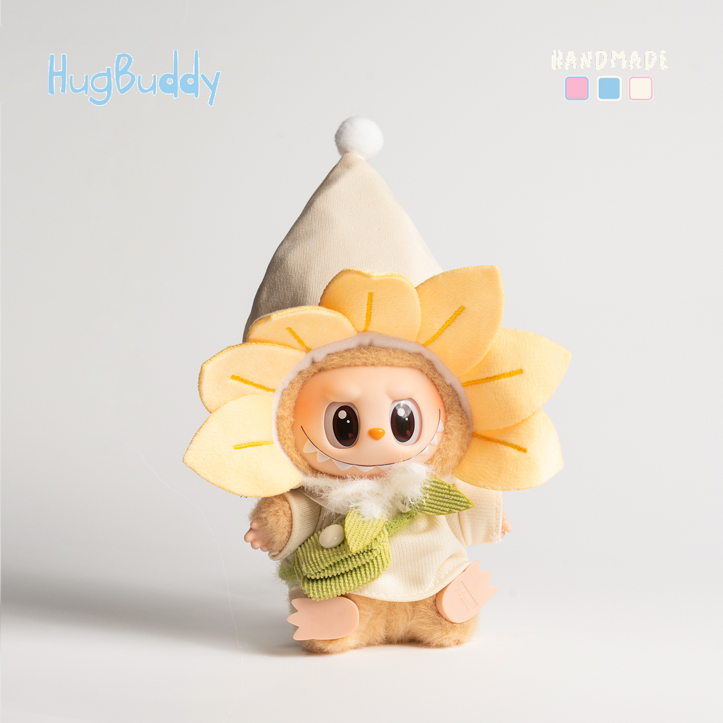 原创labubu娃衣坐坐派对拉布布搪胶玩偶替换装衣服向日葵帽子套装