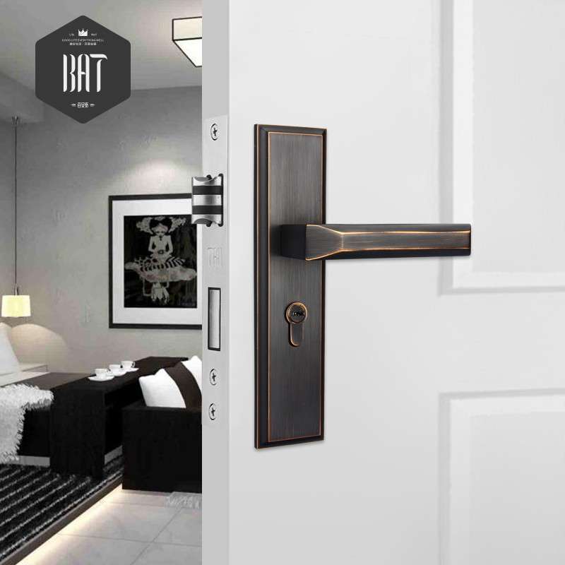 厂家 欧式静音锁室内卧室锁门把手卫生间手柄黑色门锁美式锁具