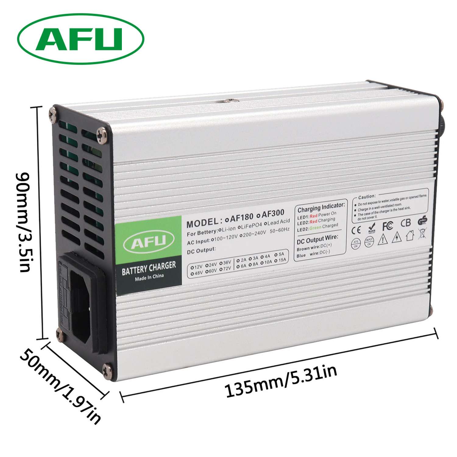 71.4V2A3A4A充电器 17串 62.9V60V锂电池充电器 带风扇 充满自停