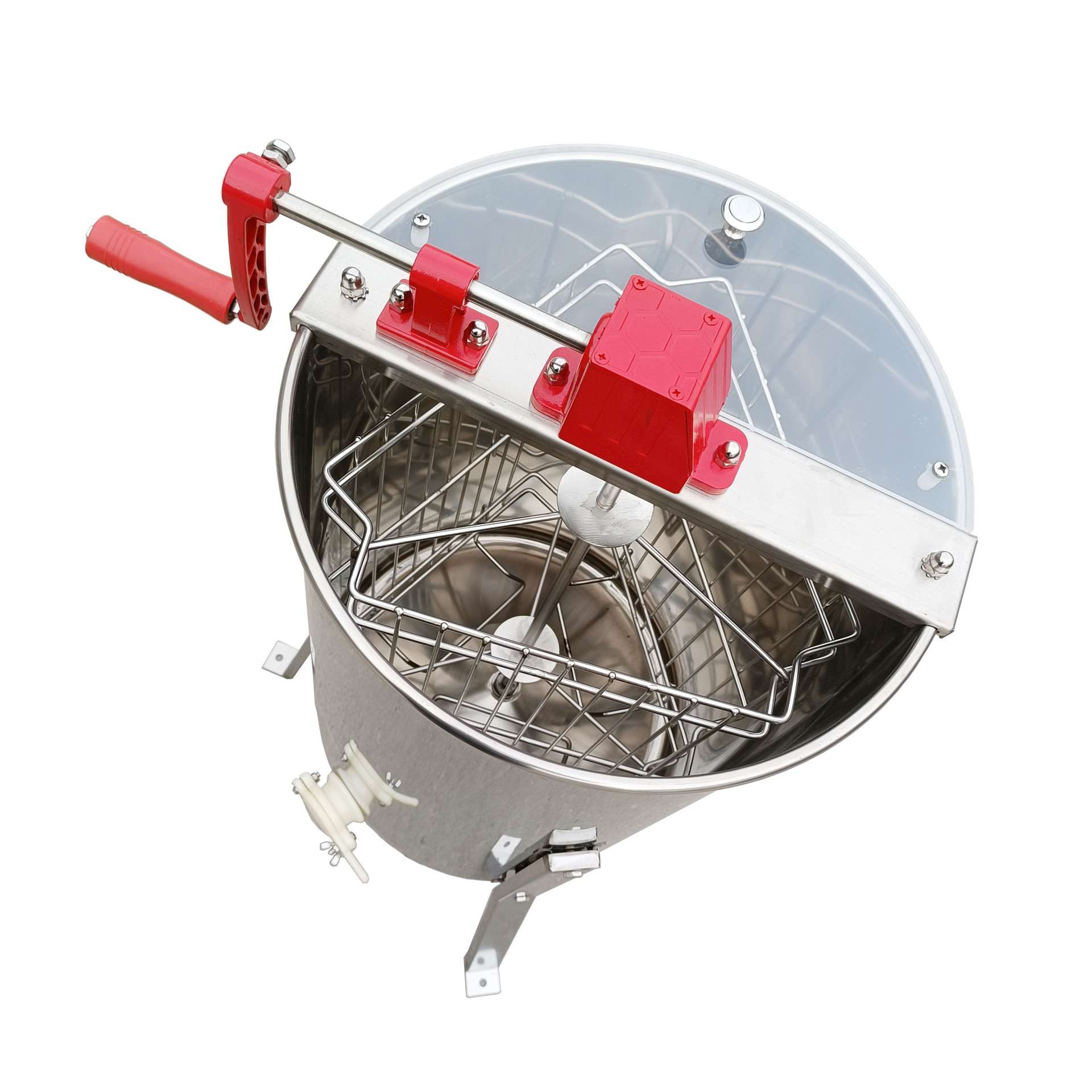 现货供应手动3框不锈钢摇蜜机带支架流蜜口两框摇蜜机 封闭齿轮