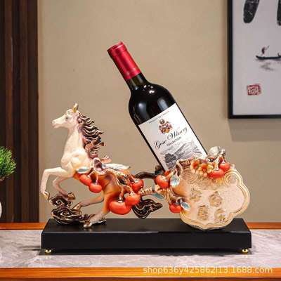 红酒架摆件马到功成葡萄酒架酒柜装饰品电视柜创意马到成功摆件