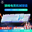 电脑通用键盘鼠标套装 青轴机械键盘电竞游戏专用台式 AULA 狼蛛