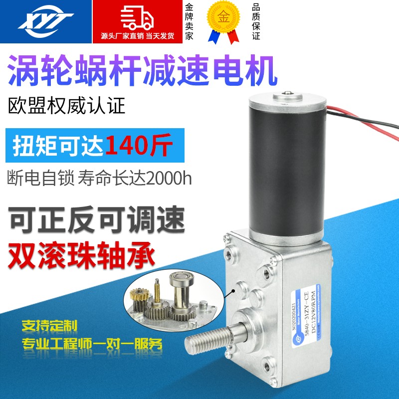 新永泰5840微型涡m轮蜗杆直流减速电机小马达M8螺杆自锁齿轮12V24