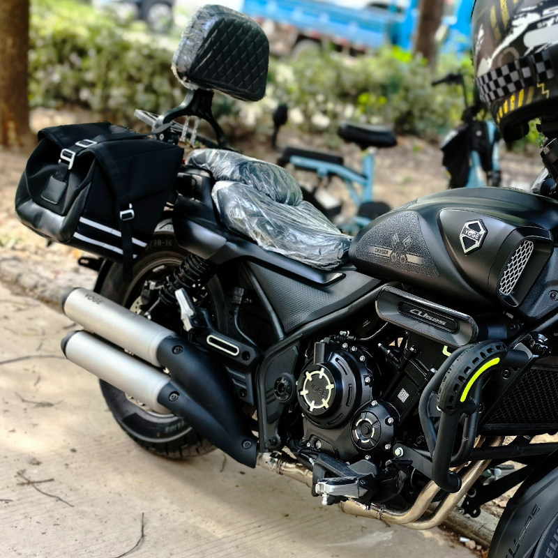 适用无极cu525边包摩托车边箱靠背复古改装配件帆布包 保险杠靠背