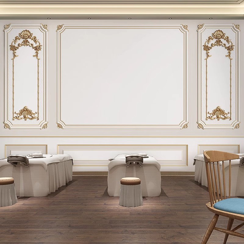 金色墙画法式壁画电视背景墙壁纸
