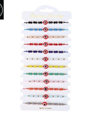 现货12pcs/set Turkey Blue Evil Eye celet Wo Hadmade