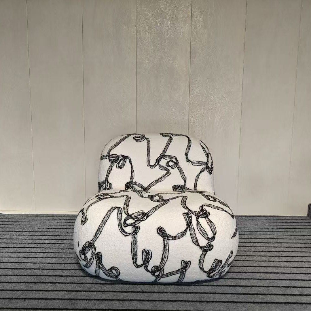 法式奶油风懒人沙发椅创意单人椅布艺休闲椅新品简约客厅阳台沙发