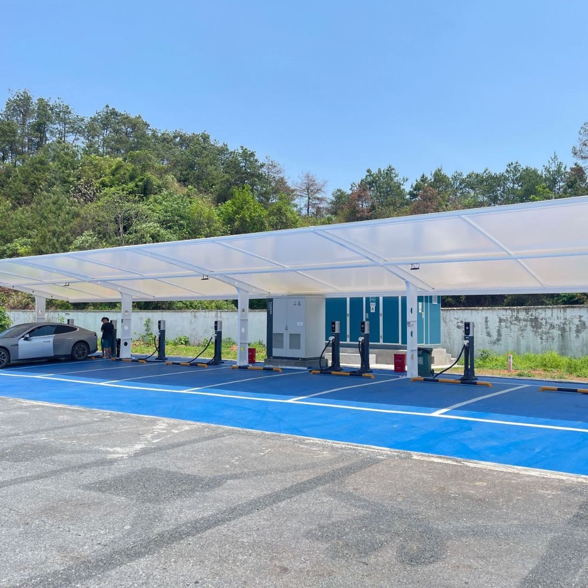 户外停车场张拉膜停车棚衡阳景观膜结构汽车雨蓬小区电动车停车篷