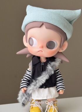 亚比嘎·原创Zisga娃衣1/8BJD蓝色帽子马甲潮流套装毛毛斜挎包