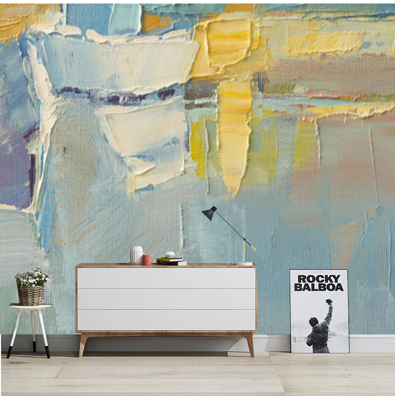 北欧手绘涂鸦客厅电视背景壁布