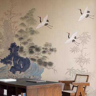新中式禅意墙纸诧寂茶室无缝壁画宋氏美学民宿榻榻米客厅卧室壁布