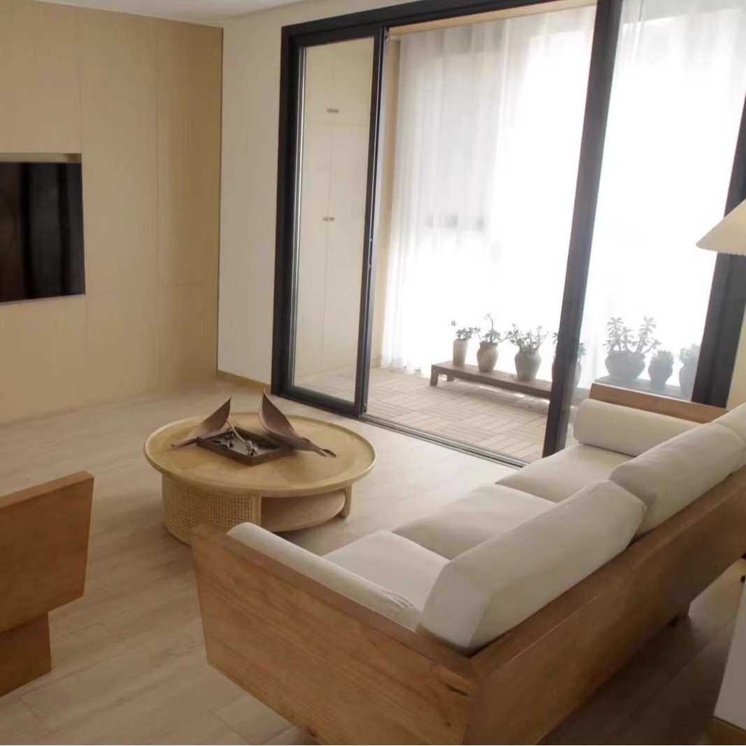 北欧实木日式设计师客厅布艺双人单人沙发小户型三人沙发民宿酒店