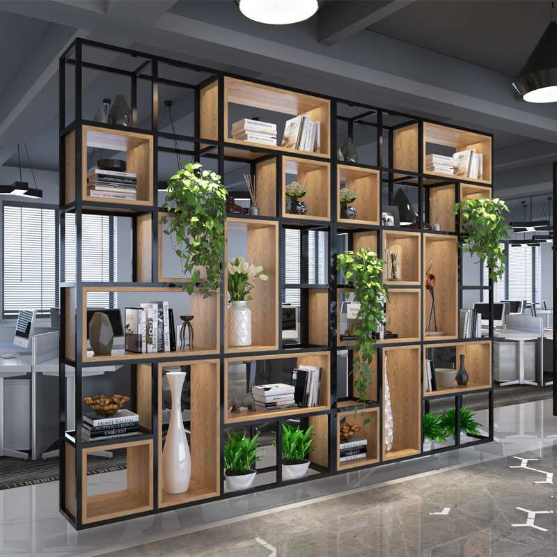 铁艺屏风隔断置物架客厅展示柜落地书架办公室复古餐厅工业风家具