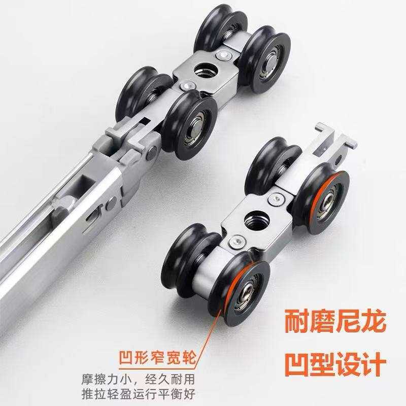 亿固联动吊轮推拉门三联动滑轮厨房多扇门连动滑轨轨道缓冲黑吊轨