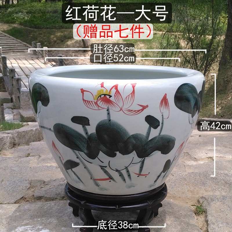办公室小型鱼缸盆复大型水莲水培缸睡莲园林荷花盆养缸圆形会客室
