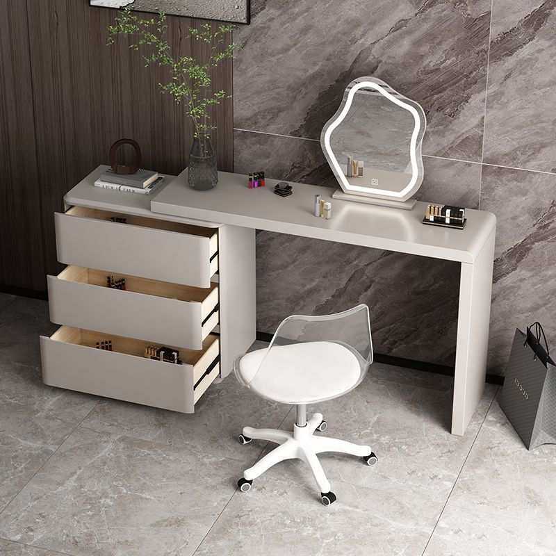 奶油风梳妆台卧室小户型化妆桌多功能电脑桌斗柜一体转角收纳柜