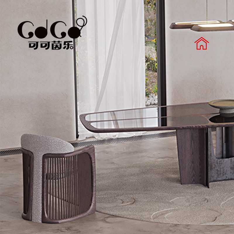 中古风会客餐厅样板房休闲椅设计师民宿意式接待中古风家具