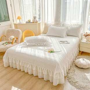 床盖四件套全棉被套花边纯棉绗缝盖毯榻榻米垫夹棉床单床罩三件套