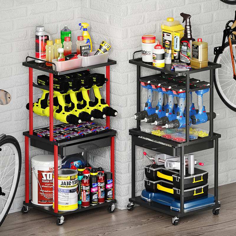 厂家新品 落地工具收纳架 维修厂车间车库多功能可移动置物推车