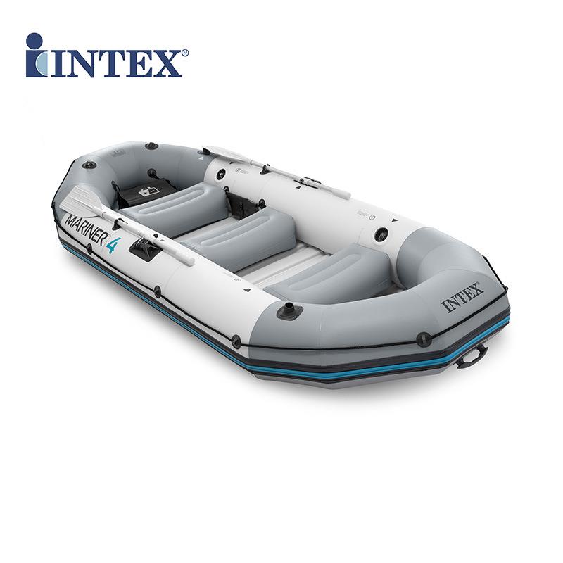 INTEX68376海鹰专业四人充气船冲锋舟加厚橡皮艇皮划艇硬底防撞