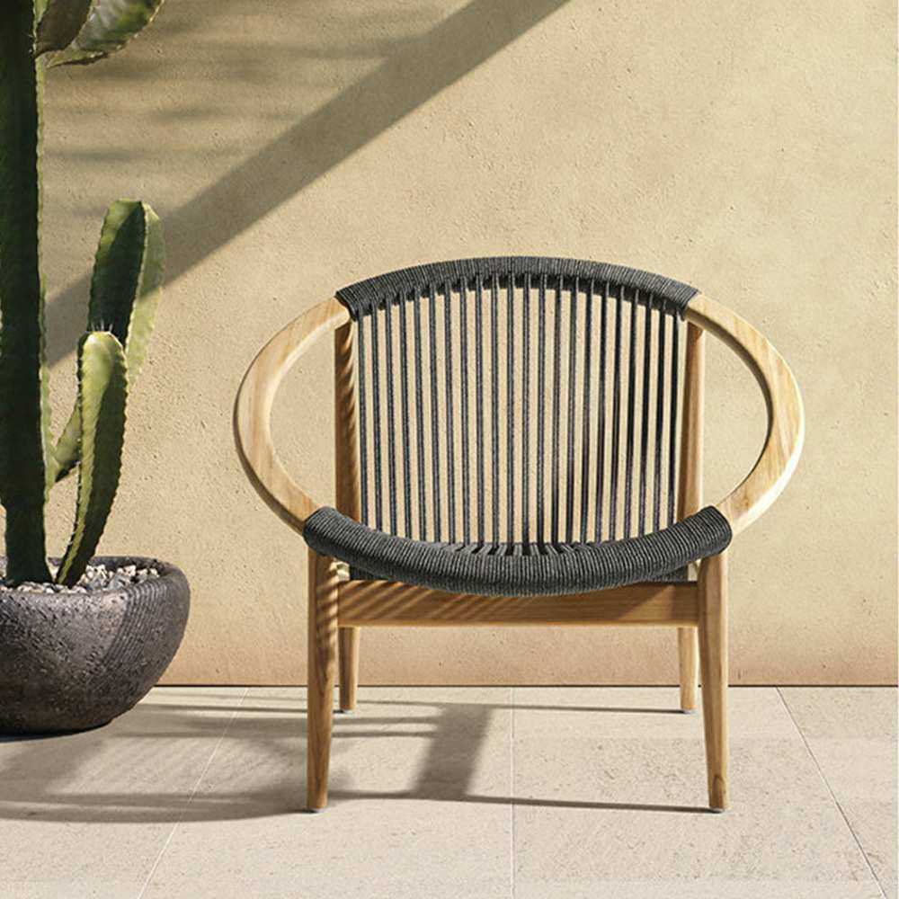 户外实木藤编沙发单人藤椅柚木中式休闲懒人阳台防水防晒茶几组合