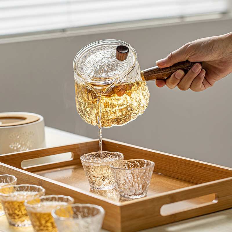 花茶壶耐高温餐厅过滤玻璃泡茶壶耐热养生壶茶具侧把壶蜡烛加热