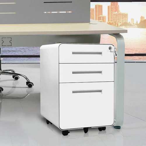 亚马逊跨境直供厂家鹅颈三抽活动柜钢制移动矮柜办公桌下柜子