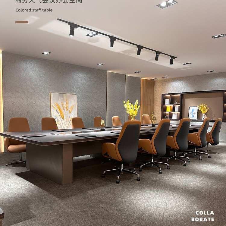 2025年高档轻奢会议桌简约现代办公室大型洽谈桌长条桌新款
