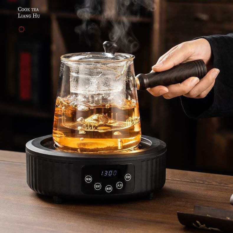 玻璃茶壶侧把壶茶具家用耐高温木把过滤煮茶器可煮花茶沏茶壶单壶