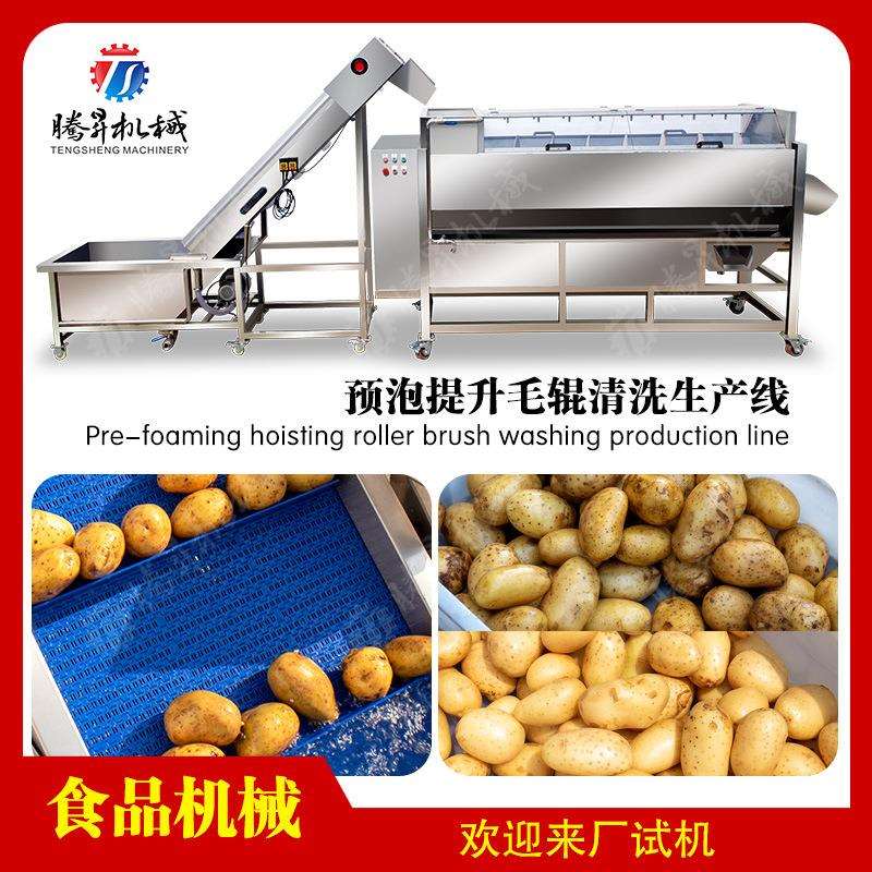 毛辊清洗生产线毛刷清洗机 毛辊红薯去皮机 自动工业莲藕磨皮机