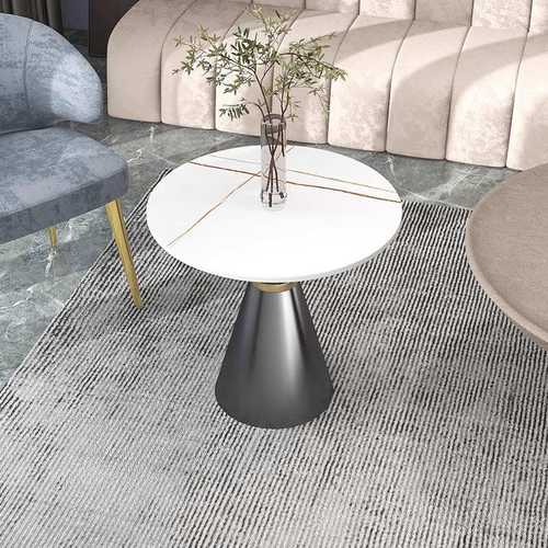 北欧沙发边几轻奢角几客厅边桌简约酒店床头柜圆桌圆形岩板小茶几